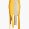 Contrast Fringe Hem Knit Midi Skirt>MICAS Sale