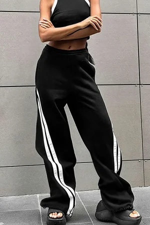 Contrast High Waist Trousers>MICAS Fashion