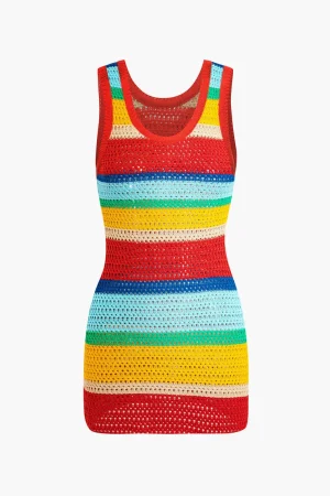 Contrast Hollow Out Tank Mini Dress>MICAS Discount