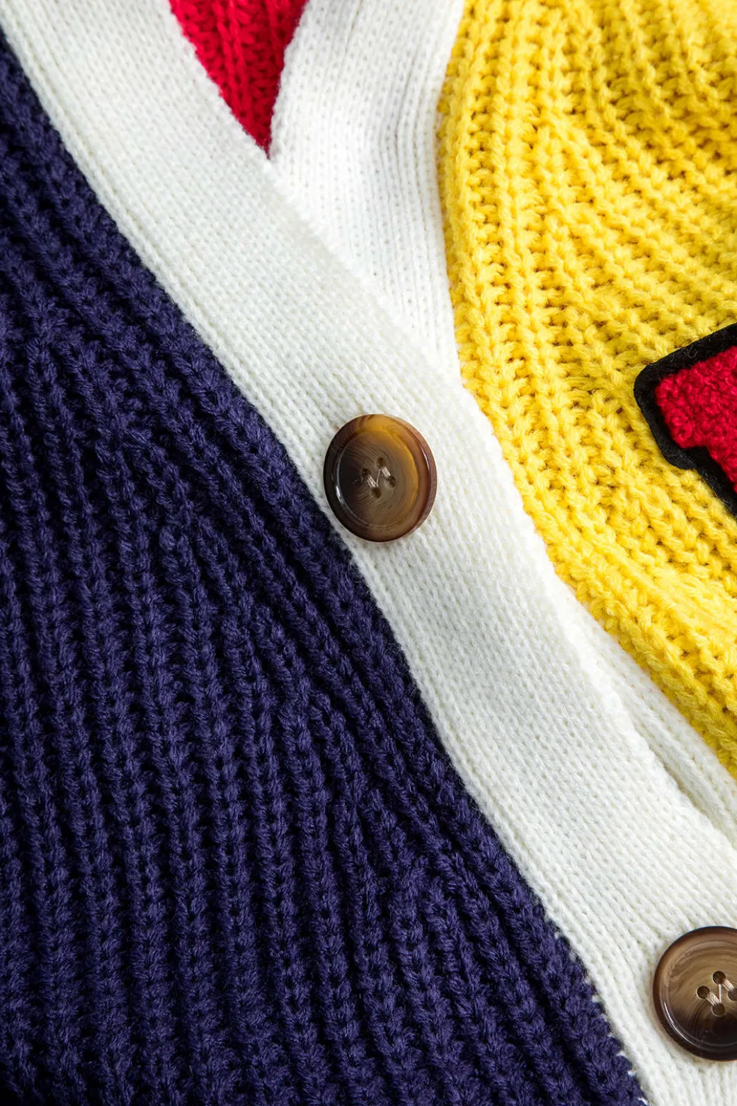 Contrast Knit Button Long-Sleeve Top>MICAS Best