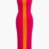Contrast Knitted Slit Midi Dress>MICAS Discount