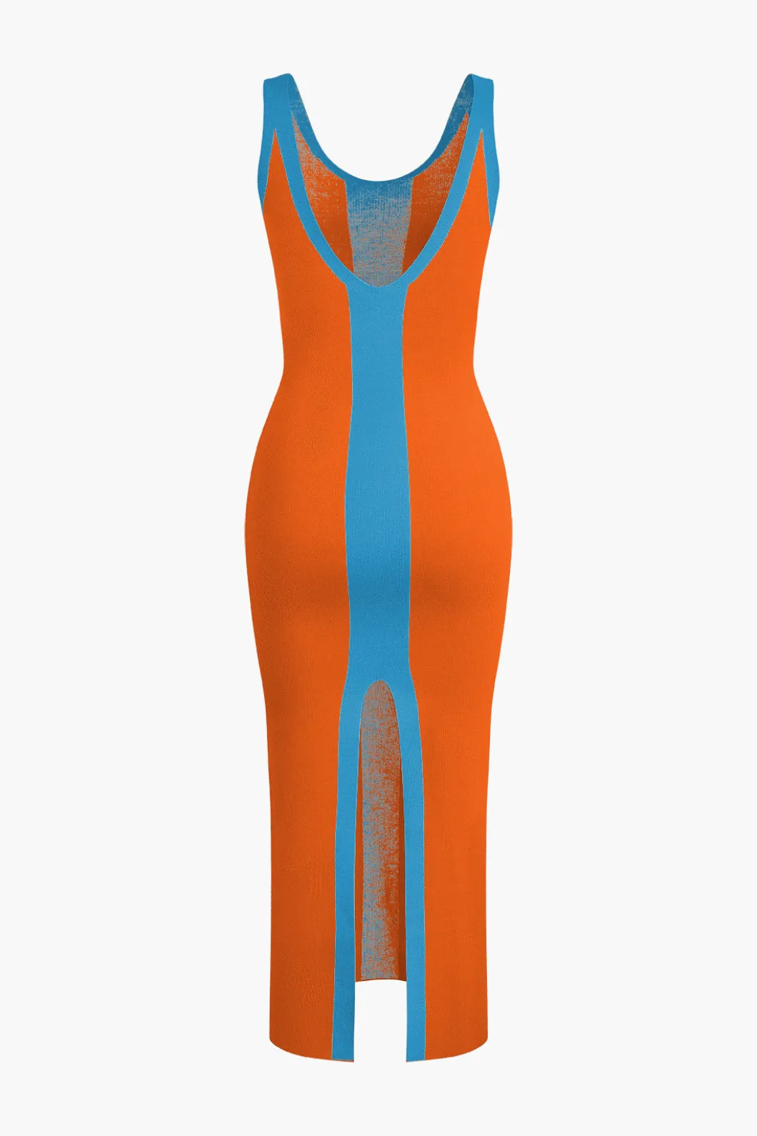 Contrast Knitted Slit Midi Dress>MICAS Discount