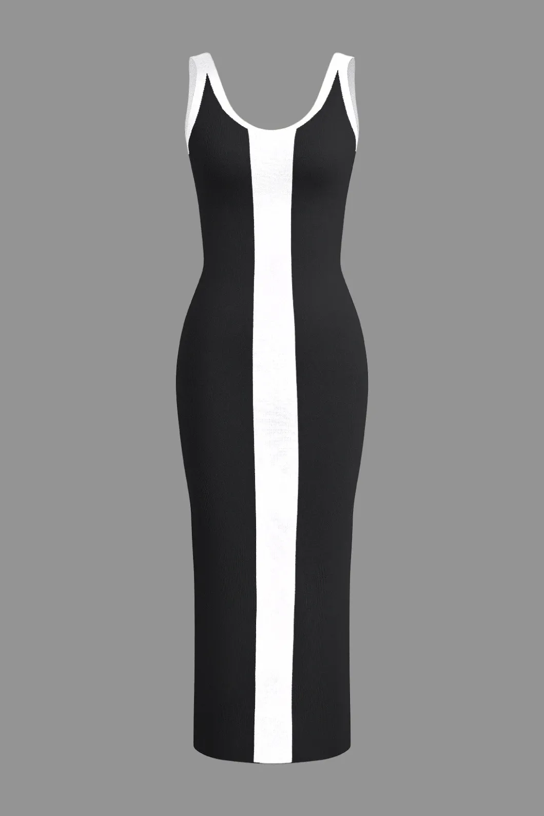Contrast Knitted Slit Midi Dress>MICAS Discount