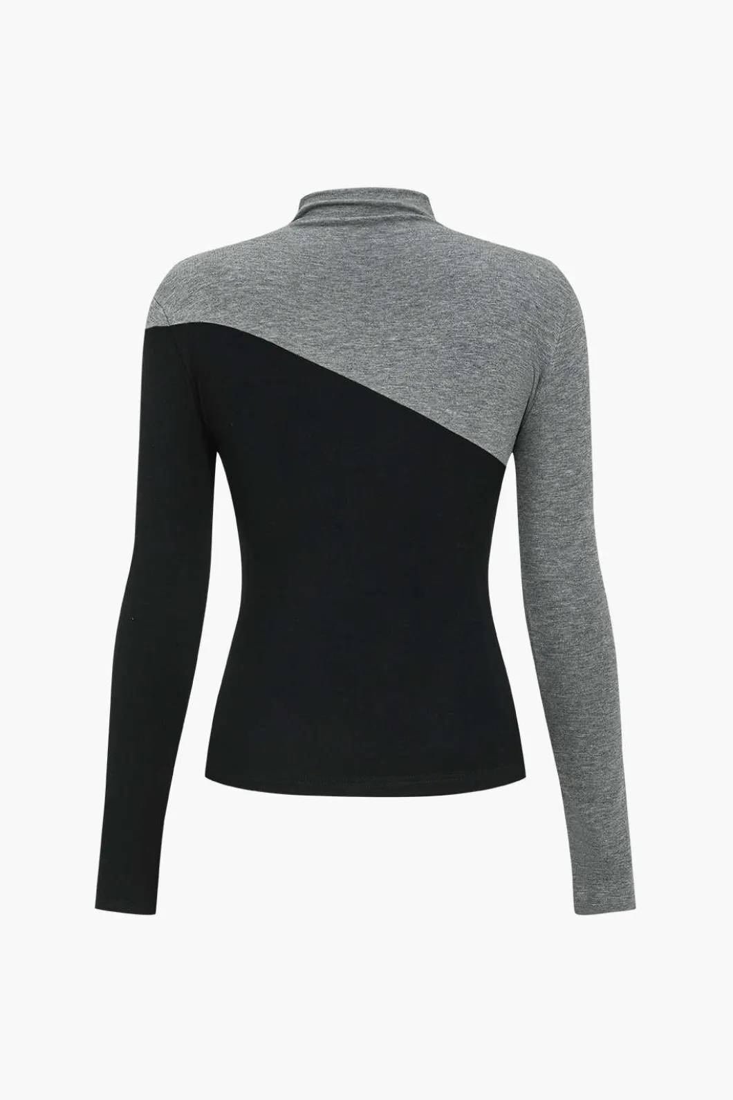 Contrast Mock Neck Long-Sleeve Top>MICAS New