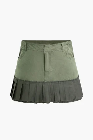 Contrast Pleated Mini Skirt>MICAS Sale