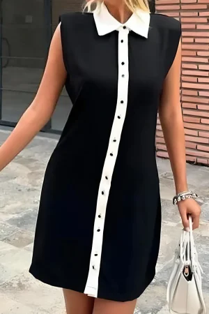 Contrast Sleeveless Mini Dress>MICAS Hot