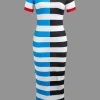 Contrast Striped Maxi Dress>MICAS Fashion
