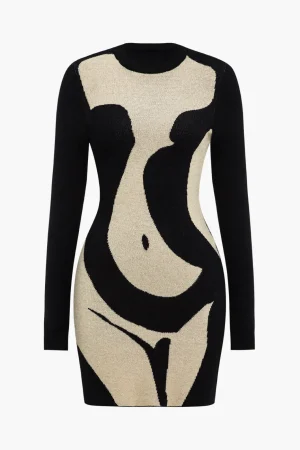 Contrast Sweater Dress>MICAS Clearance