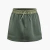 Contrast Tie-Up Elastic Waistband Skirt>MICAS Outlet