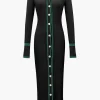 Contrast Trim Button Down Knitted Dress>MICAS Hot