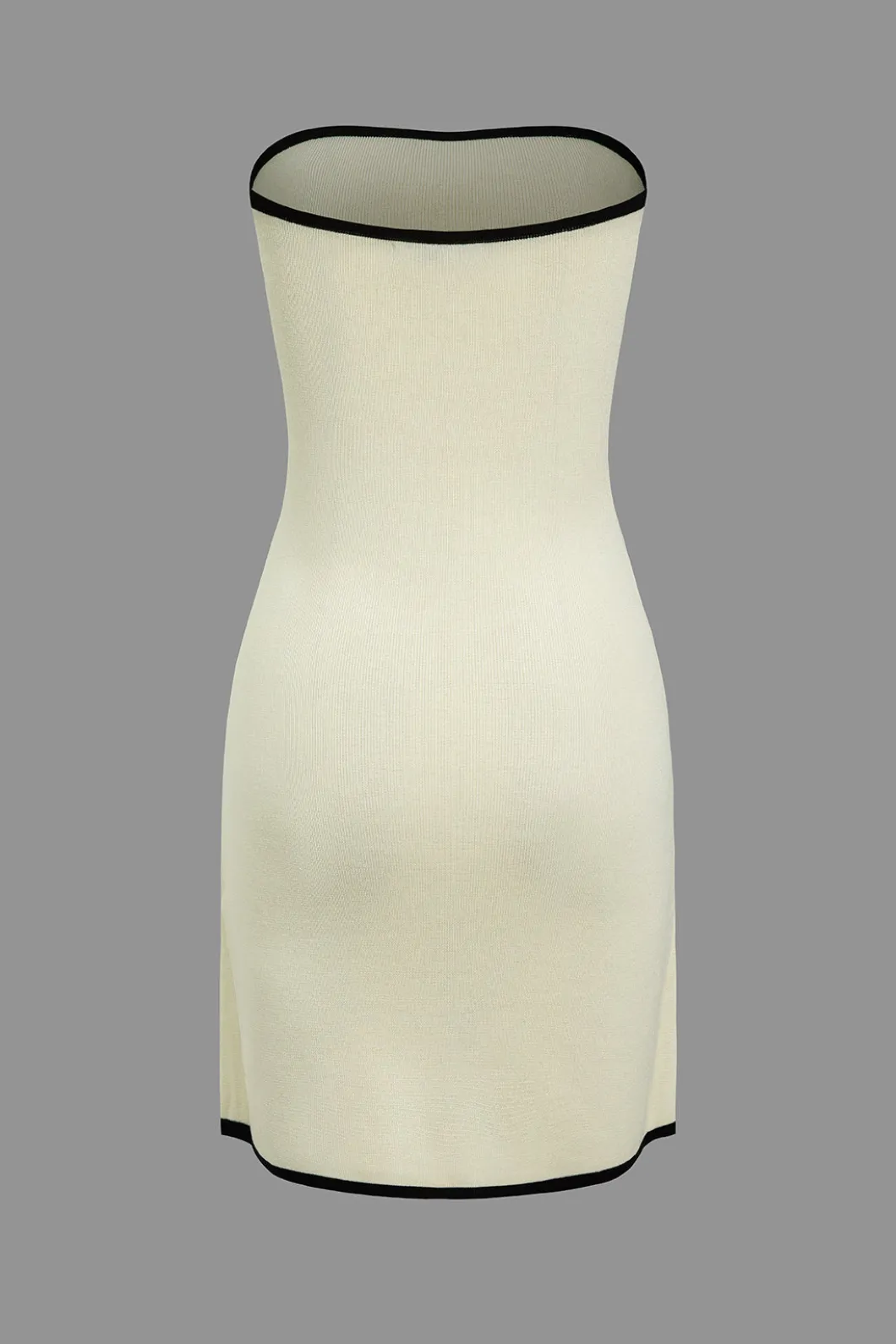 Contrast Trim Knit Tie Front Strapless Mini Dress>MICAS New