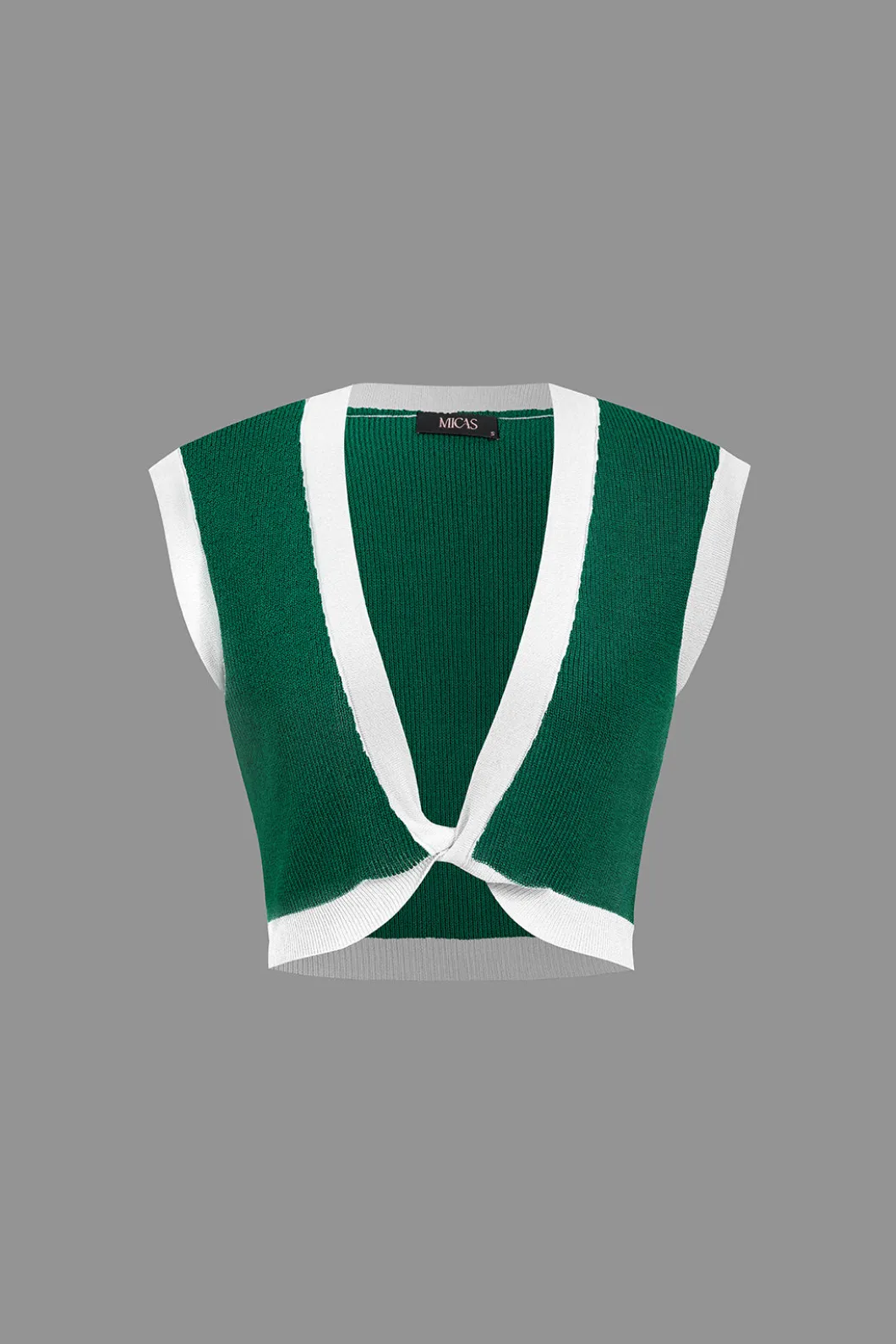 Contrast V-neck Knit Top And Mini Skirt Set>MICAS Sale