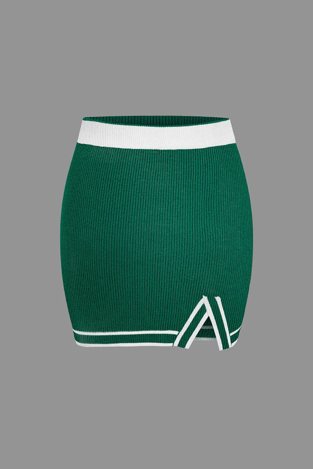 Contrast V-neck Knit Top And Mini Skirt Set>MICAS Sale