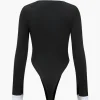 Contrast V-neck Long Sleeve Bodysuit>MICAS Best