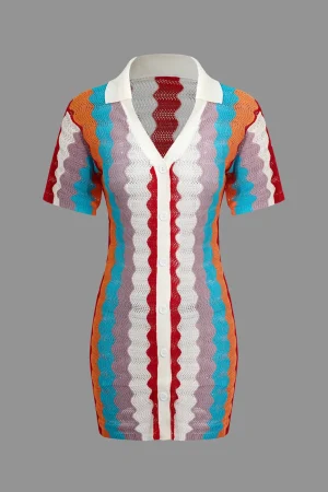 Contrast Wavy Stripe Knit Dress>MICAS Sale