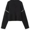 Contrast Whipstitching Turtleneck Long Sleeve Sweater>MICAS Online