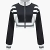 Contrast Zipper Collar Cropped Jacket And Trousers Set>MICAS Fashion