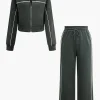 Contrast Zipper Trousers Set>MICAS Hot