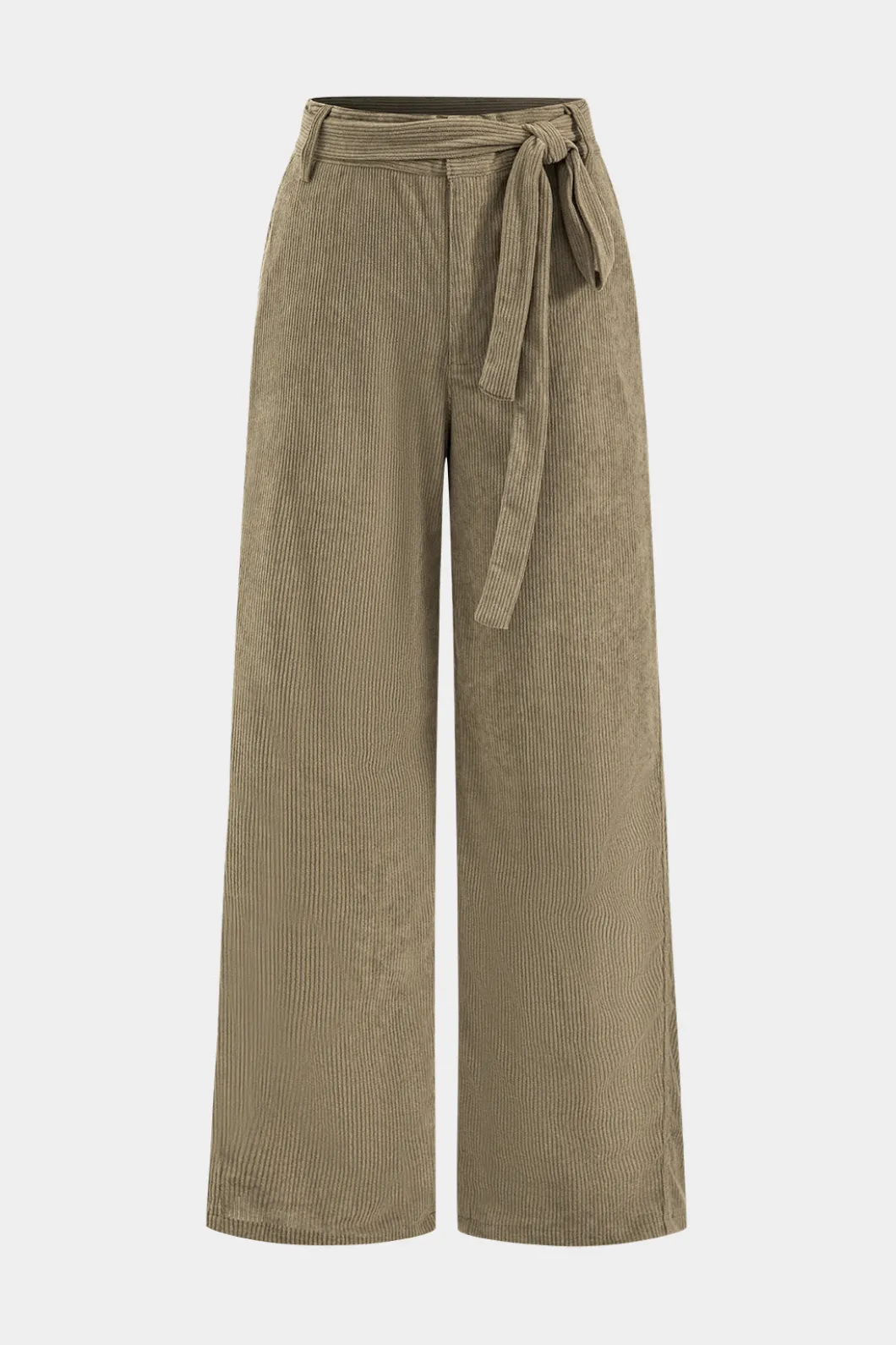 Corduroy Tie Front Wide Leg Trousers>MICAS Online