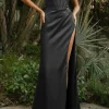 Corset Cowl Neck High Slit Maxi Dress>MICAS Clearance