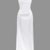 Corset Cowl Neck High Slit Maxi Dress>MICAS Clearance