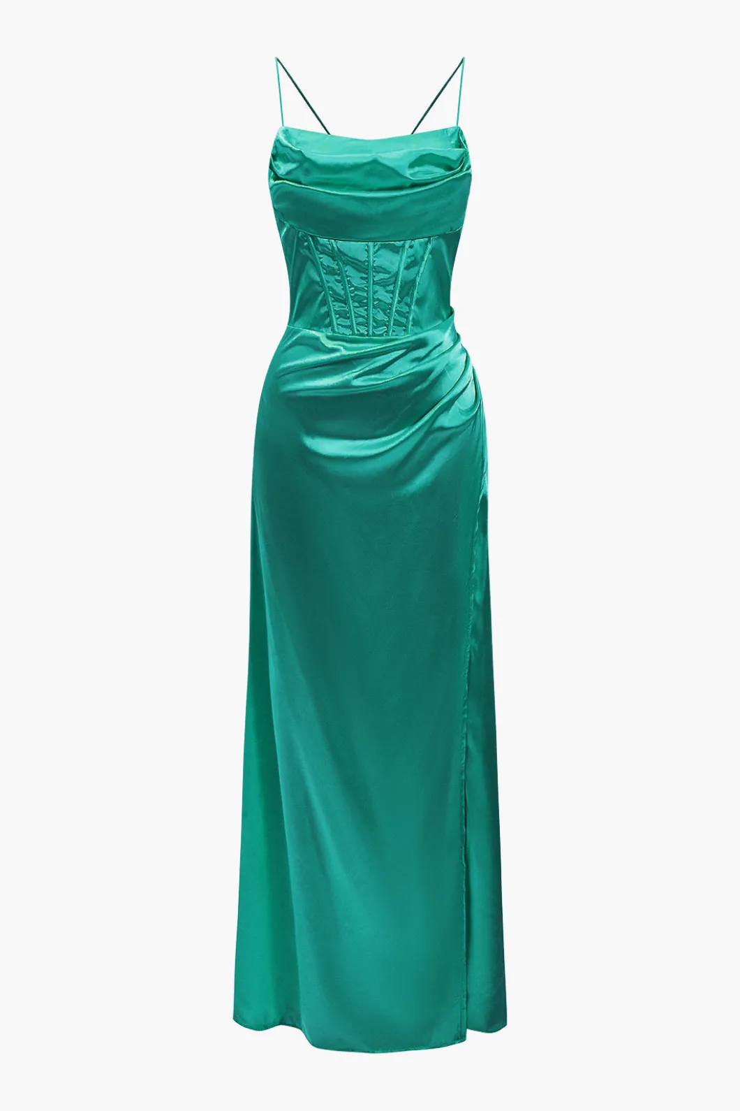 Corset Cowl Neck High Slit Maxi Dress>MICAS Clearance