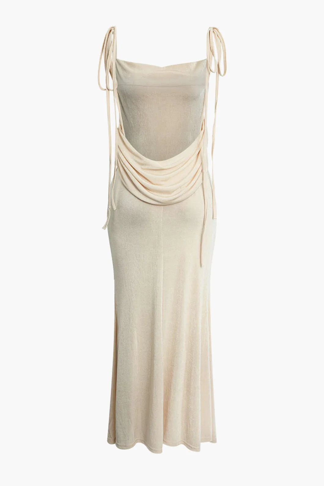 Cowl Neck Backless Tie Maxi Dress>MICAS Outlet