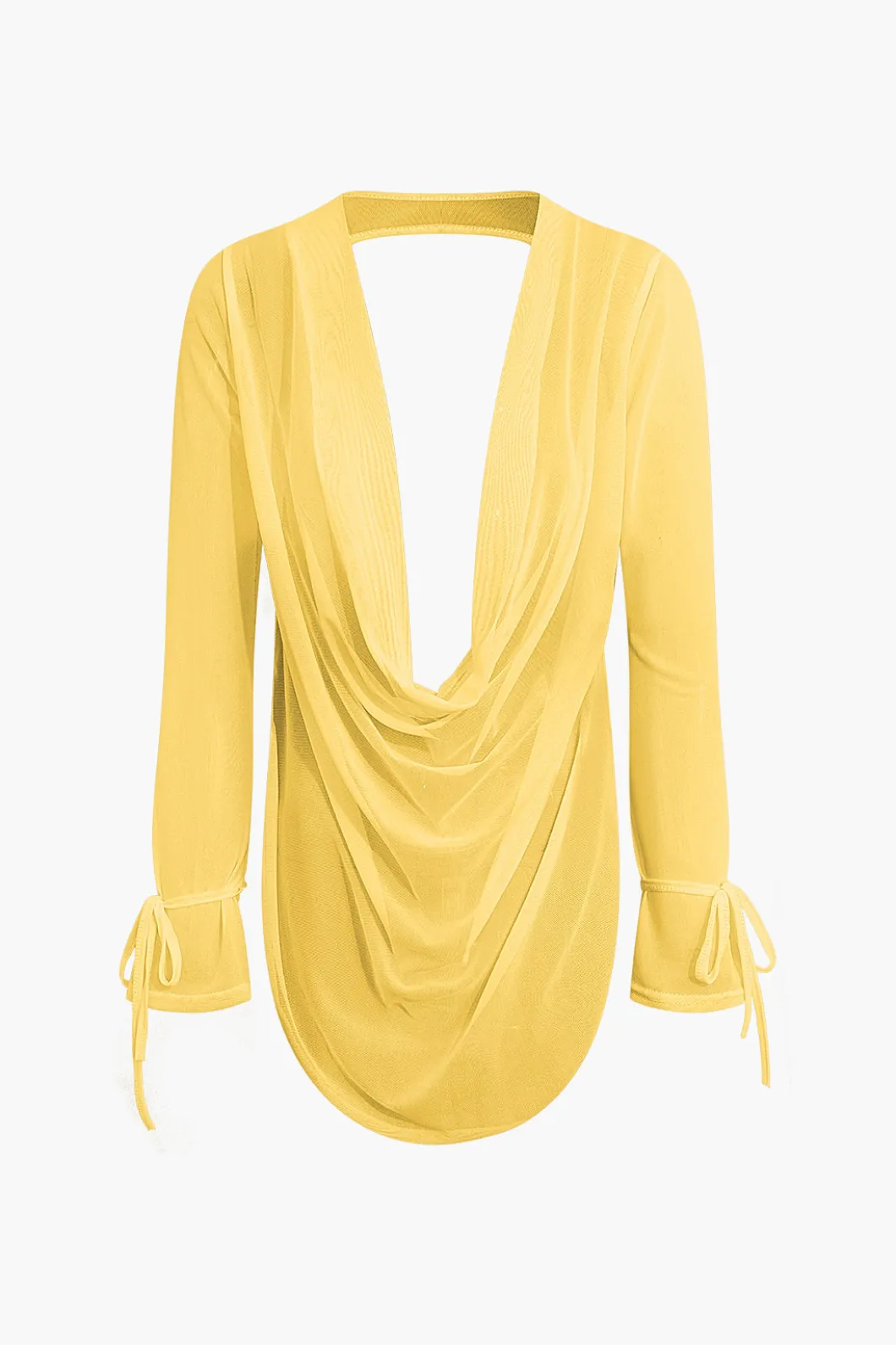 Cowl Neck Backless Tie Mesh Top And Asymmetrical Mini Skirt Set>MICAS Outlet