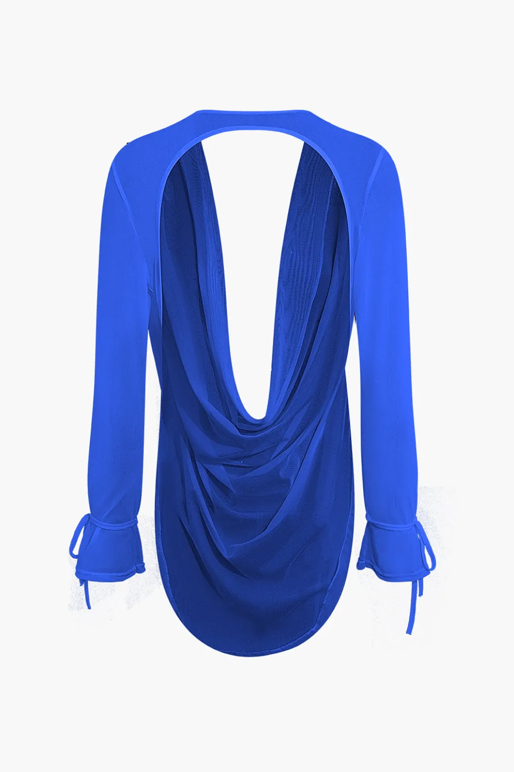 Cowl Neck Backless Tie Mesh Top And Asymmetrical Mini Skirt Set>MICAS Outlet