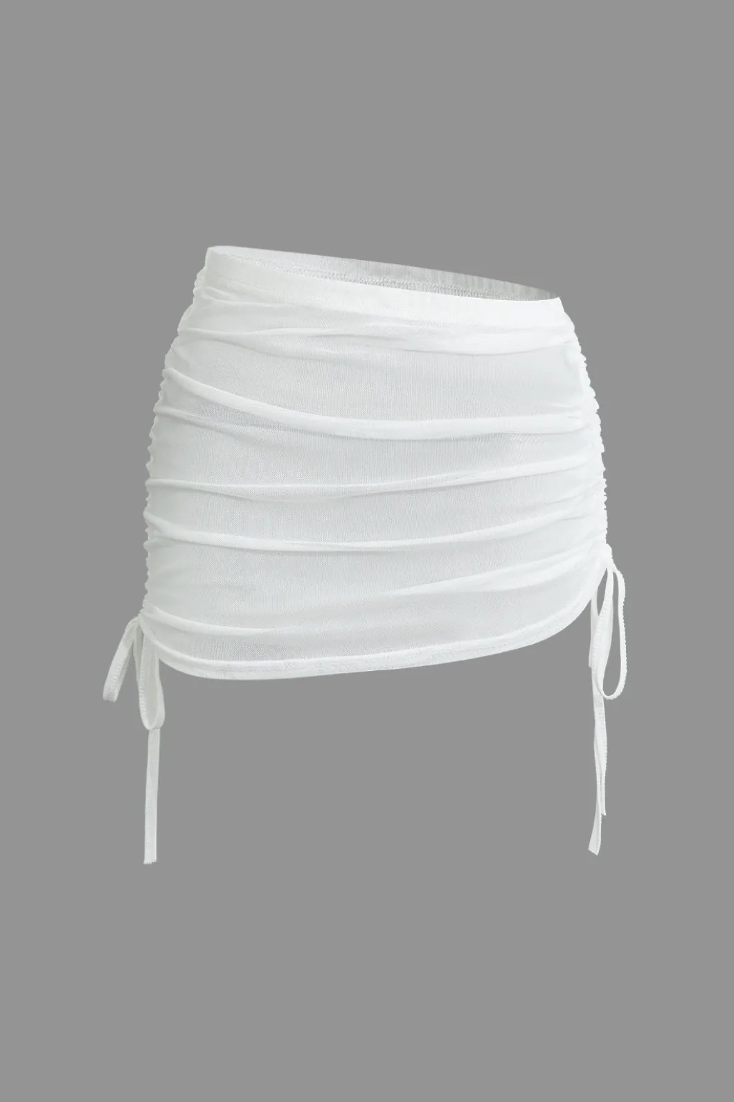 Cowl Neck Backless Tie Mesh Top And Asymmetrical Mini Skirt Set>MICAS Outlet