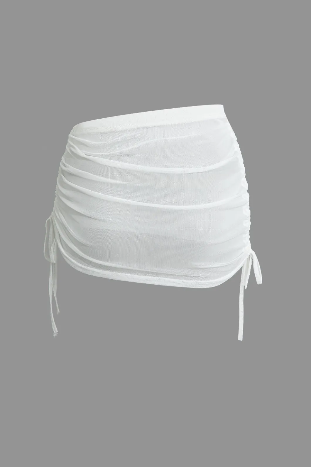 Cowl Neck Backless Tie Mesh Top And Asymmetrical Mini Skirt Set>MICAS Outlet