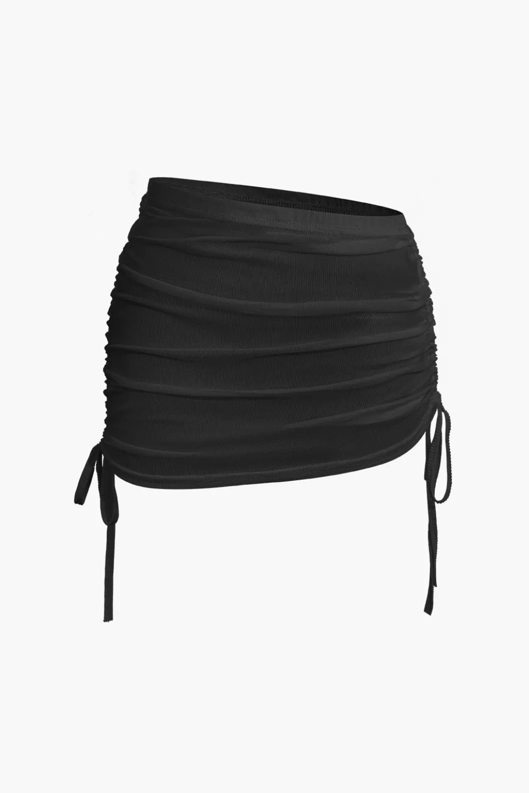 Cowl Neck Backless Tie Mesh Top And Asymmetrical Mini Skirt Set>MICAS Outlet