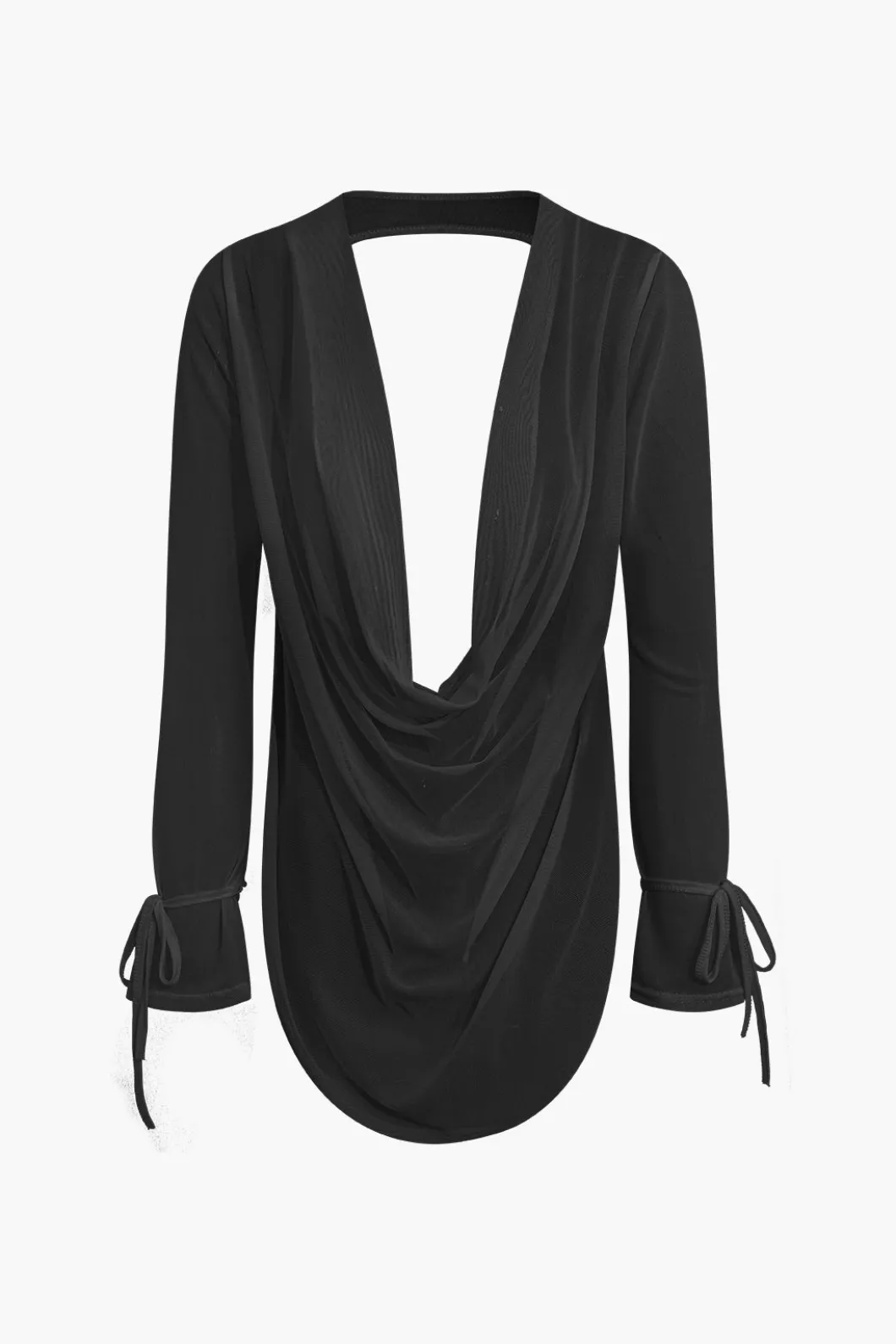 Cowl Neck Backless Tie Mesh Top And Asymmetrical Mini Skirt Set>MICAS Outlet