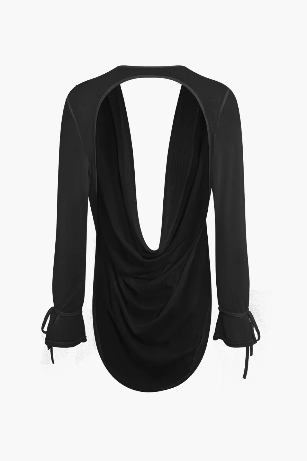 Cowl Neck Backless Tie Mesh Top And Asymmetrical Mini Skirt Set>MICAS Outlet