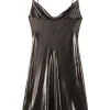 Cowl Neck Metallic Slip Mini Dress>MICAS Hot