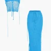 Crochet Backless Tube Top And Split Skirt Set>MICAS Clearance