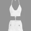Crochet Halter Knit Cami Top And Mini Skirt Set>MICAS Online