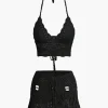 Crochet Halter Knit Cami Top And Mini Skirt Set>MICAS Online