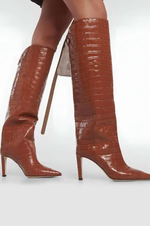 Crocodile Leather Pointed Toe Over The Knee Boots>MICAS Clearance