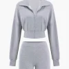 Cropped Zipper Top And Shorts Set>MICAS Sale