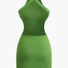 Cross Backless Mock Neck Tank Mini Dress>MICAS Clearance
