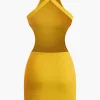 Cross Backless Mock Neck Tank Mini Dress>MICAS Clearance