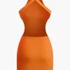 Cross Backless Mock Neck Tank Mini Dress>MICAS Clearance