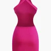 Cross Backless Mock Neck Tank Mini Dress>MICAS Clearance