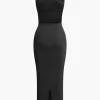 Cross Backless Slit Midi Dress>MICAS Best