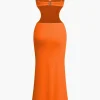 Cut Out Backless Bustier Slip Maxi Dress>MICAS Fashion