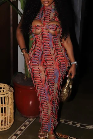 Cut Out Backless Ripped Midi Dress>MICAS Outlet