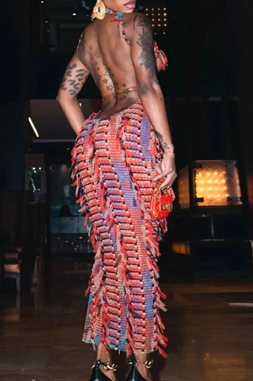 Cut Out Backless Ripped Midi Dress>MICAS Outlet