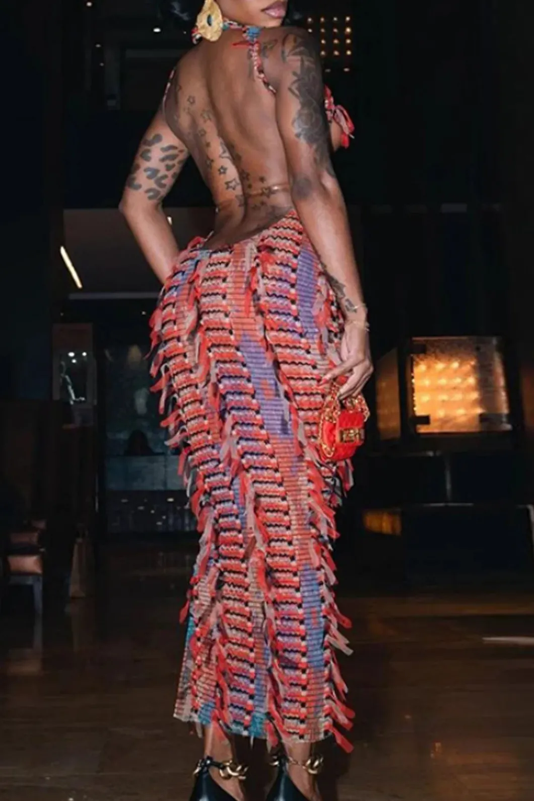 Cut Out Backless Ripped Midi Dress>MICAS Outlet