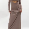 Cut Out Long Sleeve Maxi Dress>MICAS Fashion